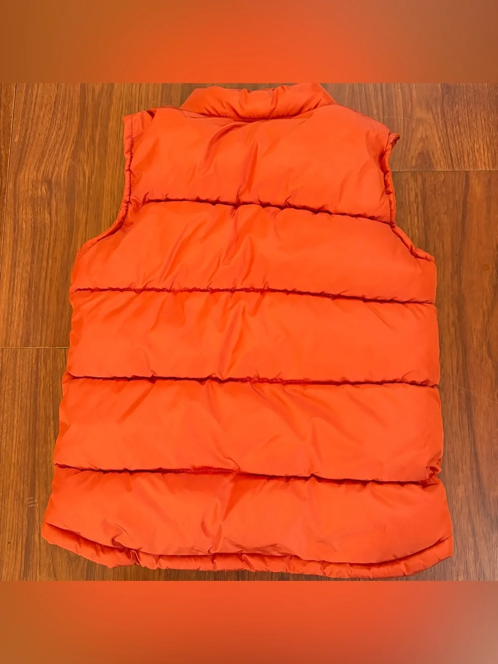 Old Navy Size 5T Red Puffer Fleece Lined Vest Sleeveless Jacket Pockets Orange